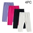 thumbnail image 2 of Plebaso Girls 4 Pack Capri Leggings Thin Summer Leggings Solid Color Stretch Pants for Dance Running, 2 of 7