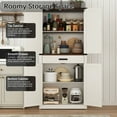 thumbnail image 3 of 72" Tall Kitchen Pantry, Farmhouse Pantry Cabinet with 1 Drawer & 4 Layer Adjustable Shelves, Rustic Wood Storage Cupboard with Metal Load-Bearing Pipe for Kitchen Bathroom Living Room Hallway, 3 of 9