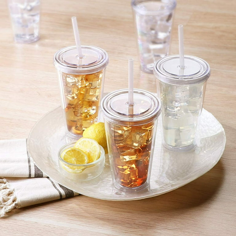 20 oz. Double Wall Plastic Tumbler With Straw