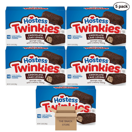 The Snack Store Bundle Hostess Twinkies Chocolate Cake Lovers, 13.58 oz, 5 Boxes of 10 Count, 50 Total Cakes!