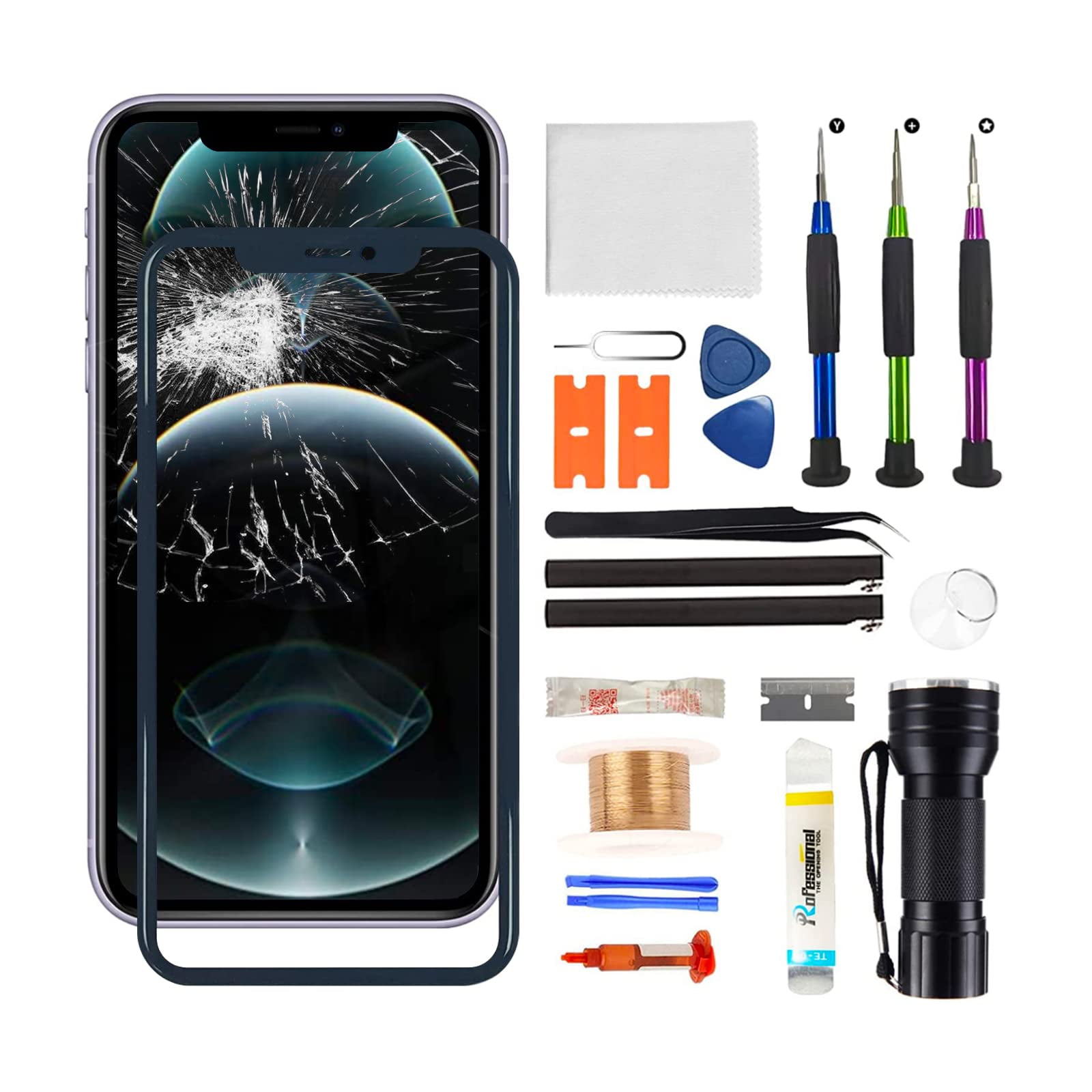 ZTGD Phone Screen Repair Kit, Front Screen Glass Lens Back Glass  Replacement Repair Kit Compatible with iPhone X/XR/XS/XS