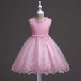 thumbnail image 3 of qucoqpe Kids Ruffle Puffy Dresses Princess Lace Tulles Bow Pleated Formal Party Birthday Wedding Mini Flowers Girl Dresses, 3 of 6