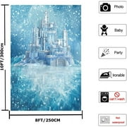 Ice Castle Backdrop,Yeele 8x10ft Blue Winter Snow Castle Background for Photography Baby Kids Birthday Party Baby