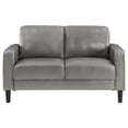 thumbnail image 3 of Ruth Upholstered Track Arm Faux Leather Loveseat Grey, 3 of 5