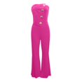 thumbnail image 3 of Women's Off Shoulder Button Detail Jumpsuit - Flared Pants, Summer, S-XXL, 3 of 3