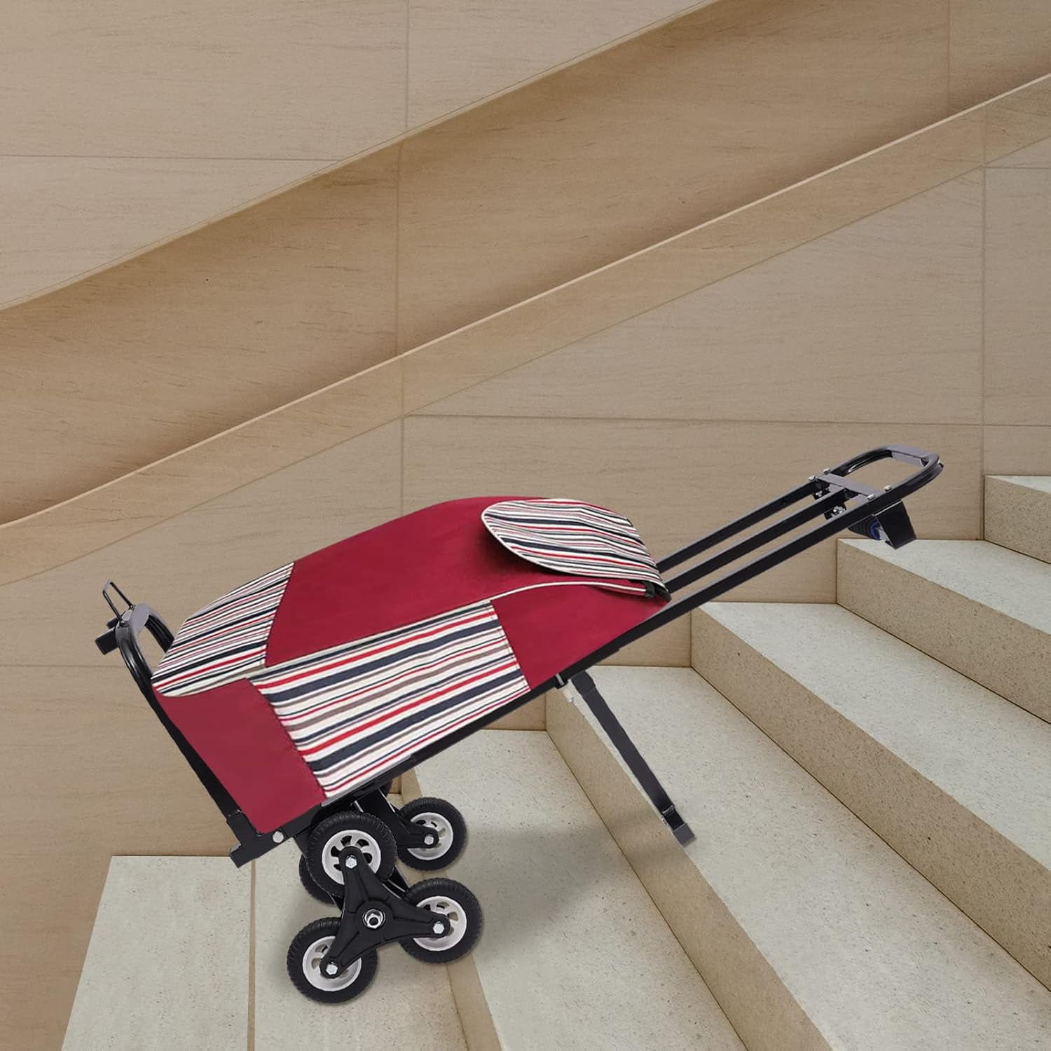 Stair Climbing Cart, 460 lbs Heavy Duty Folding Hand Truck with 6 Wheels, Adjustable Handle Dolly Cart for Stairs