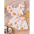 thumbnail image 2 of Suealasg 2Pcs Baby Girl Clothes 3 6 9 12 18 24 Months Infant Floral Ruffle Front Button Tops and Pleated Skirt with Belt Set Newborn Girl Summer Casual Outfits, 2 of 7