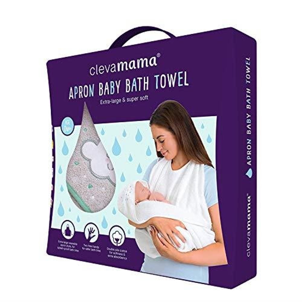 Clevamama Apron Baby Bath Towel with Hood, Grey - Walmart ...