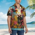 thumbnail image 2 of Cauagu Yellow Daisy Cow Print Hawaiian Shirt for Men,Casual Short Sleeve Button Down Shirts Summer Beach Men's Regular-Fit Short-Sleeve Print Shirt -3X-Large, 2 of 6