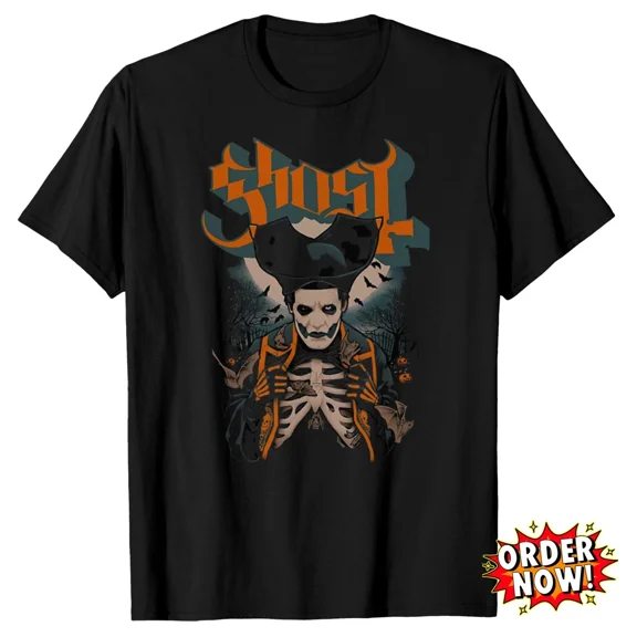RARE Ghost Papa Rib Cage T-Shirt Spooky Skeleton Horror Fan Graphic Tee