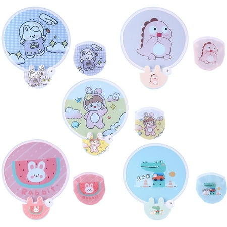 

Kainuan Cute Hand Fan Various Styles Cartoon Portable Soft Cloth Round Fan Cooling Handheld Summer Cartoon Folding Fan Creative Gift