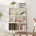 thumbnail image 4 of 31 Inch 3-Tier White Bookcase, 7 Cube Bookshelf with Storage, Wooden Open Book Shelfs with Legs Bookcases Fit for Living Room, Bedroom, Office, 4 of 8