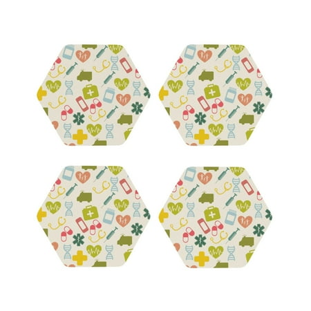 

Tideii Medical Icons for Leather Coasters 4 Pieces Anti-fouling and Anti-scalding Decorative Coasters Suitable for Restaurants Kitchens Coffee Shops-Hexagon