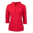 thumbnail image 2 of Women's Cutter & Buck Red SMU Mustangs Vault DryTec Virtue Eco Pique Recycled 3/4-Sleeve Half-Zip Pullover Hoodie, 2 of 3