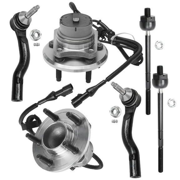 Detroit Axle - 6PC Front Wheel Bearing & Hub Assembly with Inner and Outer Tie Rod Ends for 2003-2005 Lincoln Town Car/Mercury Marauder/Mercury Grand Marquis/Ford Crown Victoria