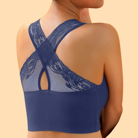 

WOXINDA Women New Sexy Plus Size Back Lace Cross Vest Lingerie No Underwire Underwear Bra High Compression Sports Bras for Women Front Closure Wireless Bra