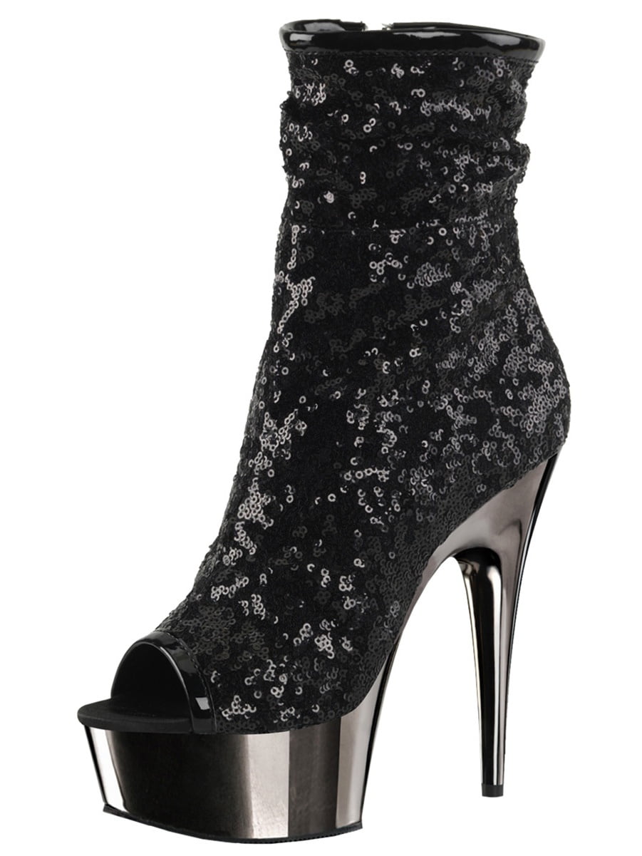 sequin platform boots