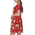 thumbnail image 2 of Disketp cute Christmas Moose para Vestido de Manga Corta para Mujeres, Vestidos de Verano para Mujeres, Casual y Holgado para la Playa, 2 of 6