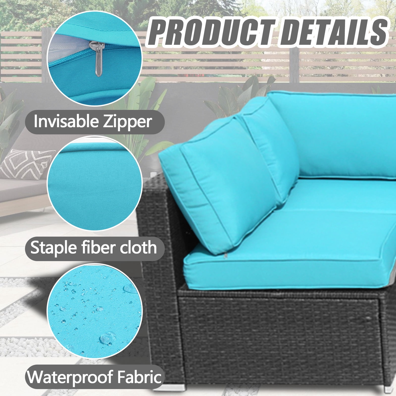 14 Pcs Patio Cushion Covers Replacement Outdoor Couch Cushions Covers Splashproof Sofa Slipcovers Set with Zippers,Patio Furniture Protector, Couch 3 Sizes, Covers Only