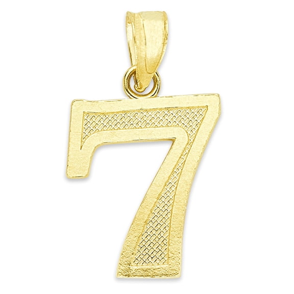 Golden Fire Solid 10k Gold Number 7 Pendant- Lucky Number Jewelry for Women