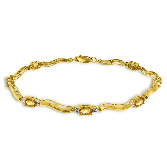 Galaxy Gold 2.01 Carat 14k Solid Gold Tennis Bracelet Diamond Citrine