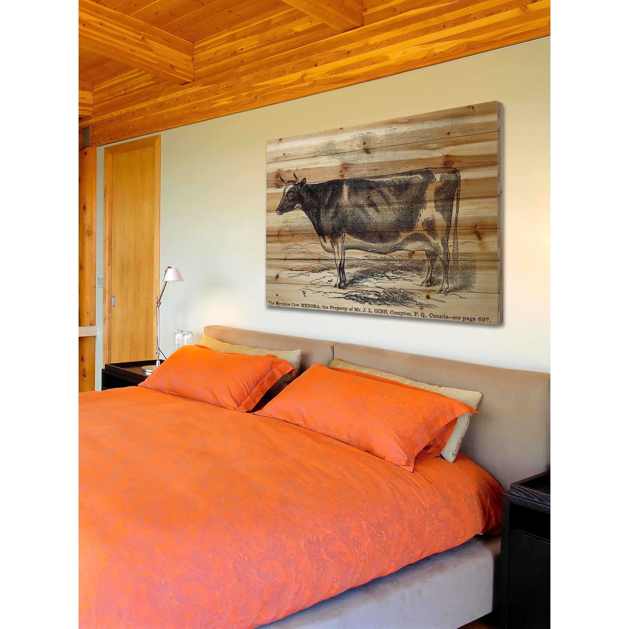 Marmont Hill "Ayrshire Cow" Painting Print on Natural Pine Wood