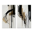 thumbnail image 2 of Designart "Expression in Black, White, and Gold I" Abstract Wall Art Set Of 2 - Black Geometric Gallery Set For Office Decor, 2 of 7