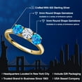 thumbnail image 2 of Gem Stone King 18K Yellow Gold Plated Silver White Moissanite and Simulated Blue Opal Engagement Ring for Women | 1.50 Cttw | Round 5MM | Gemstone Birthstone | Size 5, 2 of 7