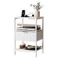 thumbnail image 6 of Ktaxon Fluted Nightstand with Charging Station End Table with Drawers Bedside Table Furniture for Bedroom, Living Room, White, 6 of 6