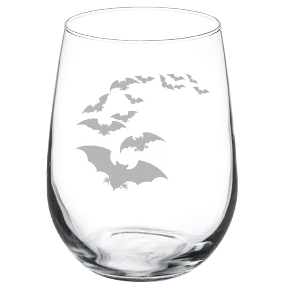 Wine Glass Goblet Bat Colony (17 oz Stemless)
