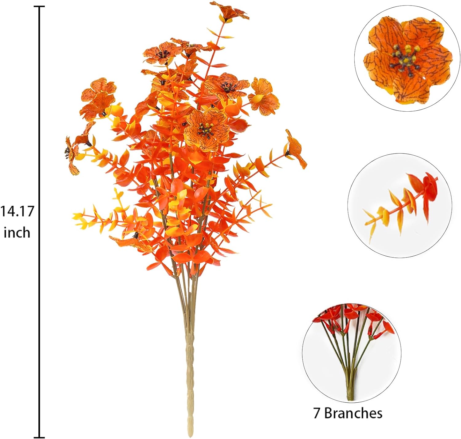 Artificial Outdoor Flowers,8 Bundles UV Resistant Fake Flowers,Outdoor Artificial Plastic Faux Flowers Greenery Plants for Outdoor Garden Porch Window Box Decoration(Rose Red)