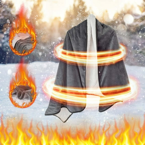 USB Heated Blanket Wearable Portable Heated Shawl with Zipper Battery Powered Heating Lap Blanket for Neck and Shoulder