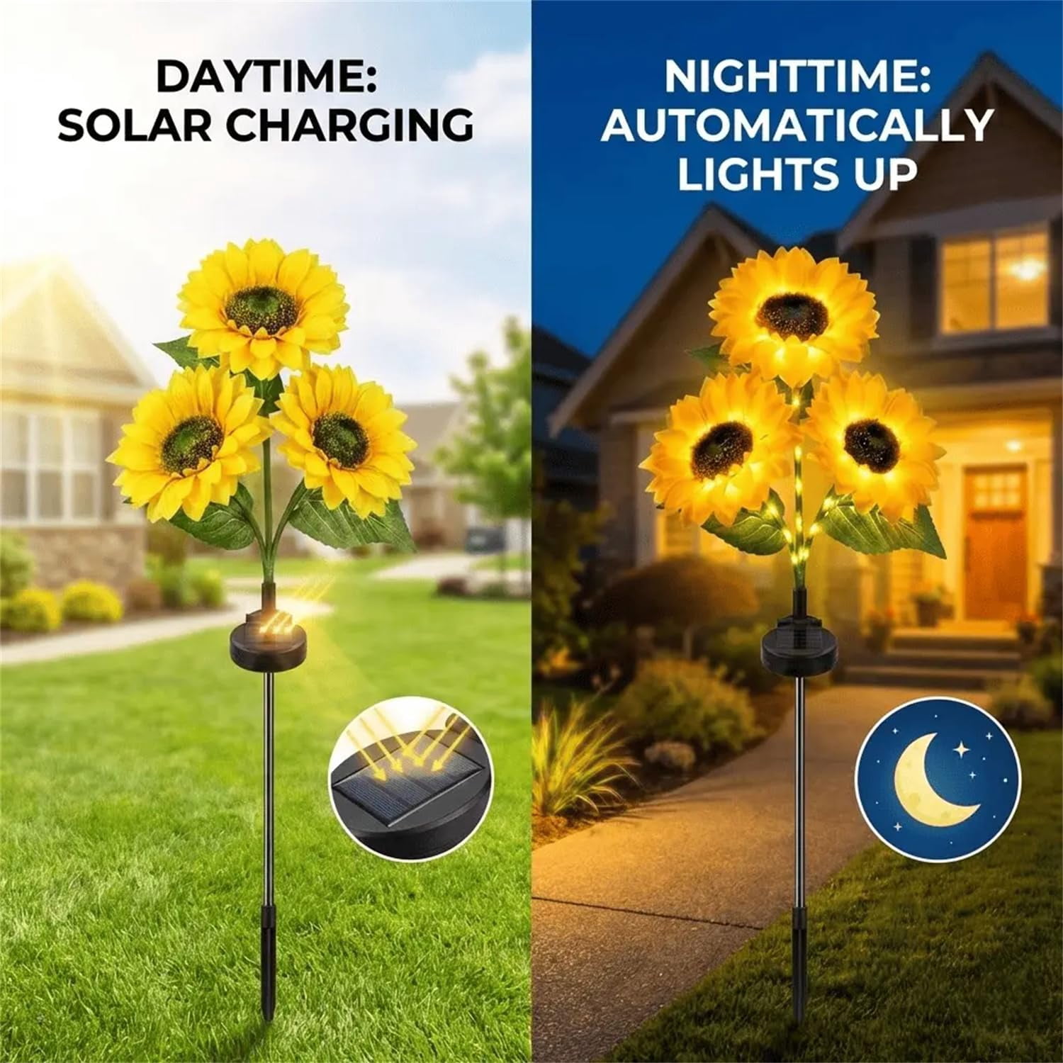 Solar LED Sunflower Garden Lights-29.6inch/74cm, Solar Sunflower Lights Outdoor Garden for Outdoor Yard, Lawn and Porch Decoration