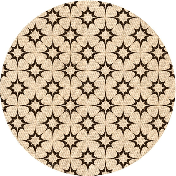 Ahgly Company Machine Washable Indoor Round Transitional Light Brown Area Rugs, 6' Round