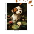 thumbnail image 3 of Cute Dog Water Lily Canvas Print, Pet Decor for Living Room Bedroom Office Cafe Restaurant Study Home Decor, 3 of 8