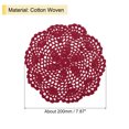 thumbnail image 2 of Uxcell Crochet Doilies Handmade Crochet Cotton Coaster Round Lace Placemats with Floral Patterns Claret 4pcs, 2 of 5