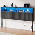 thumbnail image 1 of Greenstell King Size Adjustable Storage Headboard Only - Modern Upholstered Head Board with LED Lights, Charging Station & Soft Padding, Dark Gray, 1 of 7