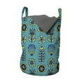 thumbnail image 1 of Abstract Laundry Bag, Folklore Inspired Creative Pattern with Floral and Botanical Elements, Basket with Handles Drawstring Closure for Laundromats, 13" x 19", Sea Blue and Multicolor, by Ambesonne, 1 of 4