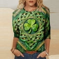 thumbnail image 1 of Mceream T-Shirt de la Saint-Patrick pour Femmes Drôle Manches 3/4 Hauts Mignons Décontractés Col Rond Shamrock T-Shirts Graphiques Imprimé Floral 2026 Hauts Chemisiers Grande Taille Vert P, 1 of 5