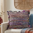 thumbnail image 5 of LR Home Nomad 26" x 26" Rainbow Striped Fringed Adult Decorative Throw Pillow, 5 of 7