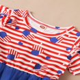 thumbnail image 4 of Filles Tout-Petits 4ème de Juillet Tenue Étoiles Rayures Imprimé Volants Manches Courtes Tutu Robe et Bandeau, 4 of 6