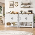 thumbnail image 3 of Homfa Farmhouse Console Table with 2 Drawers& Doors, Sofa Table with Storage Cabinet and Open Shelf for Living Room Entryway, White& Brown, 3 of 8