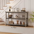 thumbnail image 6 of 47" Narrow 2-Tier Wood Entryway Table – Spacious Storage Shelves – Rustic Accent Furniture for Living Room, Hallway, Foyer, Behind Couch, 6 of 8