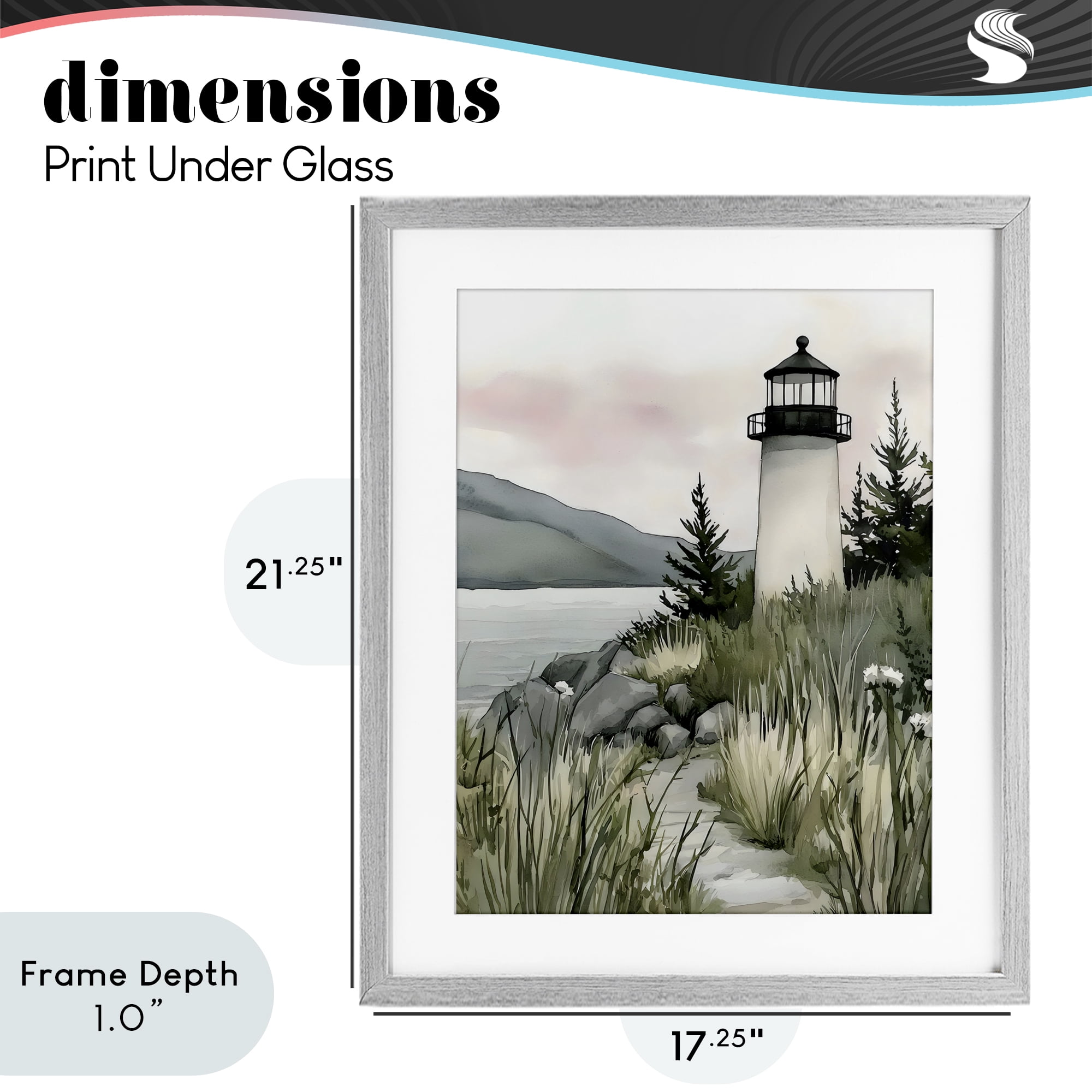 Stupell Industries Coastal Calm Lighthouse Gray Framed Print Under Glass, design by Riley B
