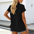 thumbnail image 5 of Htigea Womens V Neck Collared T Shirts Summer Cap Sleeve Tops Dressy Business Shirts Casual Loose Fit Tunic Tees Black M, 5 of 7
