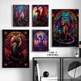 thumbnail image 4 of Pintura en lienzo de vidrieras de dragones de anime, carteles e impresiones de arte pop de dragones coloridos abstractos, arte de pared, decoración del hogar, cuadros, 4 of 5