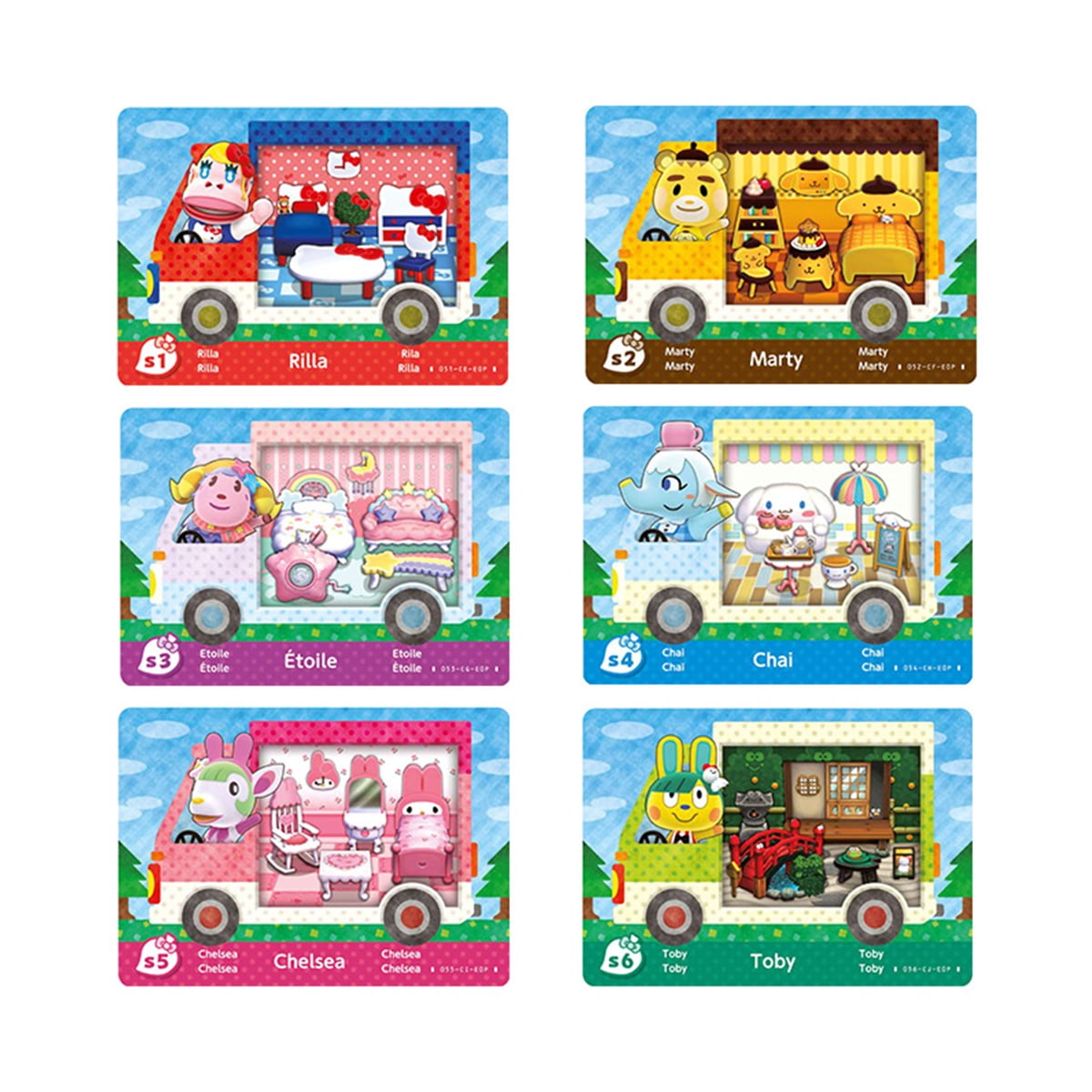6 pcs Collaboration Pack Animal Crossing MINI CARDS new horizons Sanrio  amiibo Small card 6 sheets - Walmart.com