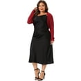 thumbnail image 3 of DARING DIVA Plus Size Long Sleeve Open Front Cropped Cardigans Shrugs 2X Burgundy, 3 of 6