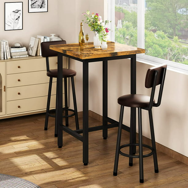 DKLGG 3 Piece Pub Dining Set, Modern bar Table and Stools for 2 Kitchen