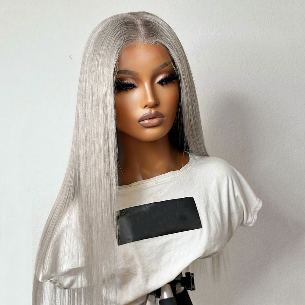 Mscathy Ash Blonde Color 13X4 Lace Front Raw Brazilian Human Hair Wig Preplucked 180% 26Inch Transparent Straight Glueless Lace Frontal Wigs For Women